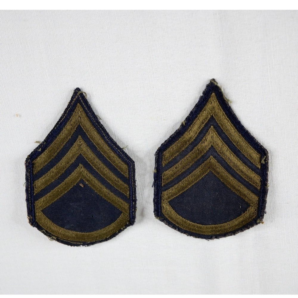 Vintage US Army Staff Sergeant Rank Patches Blue Gold Military Insignia WWII era